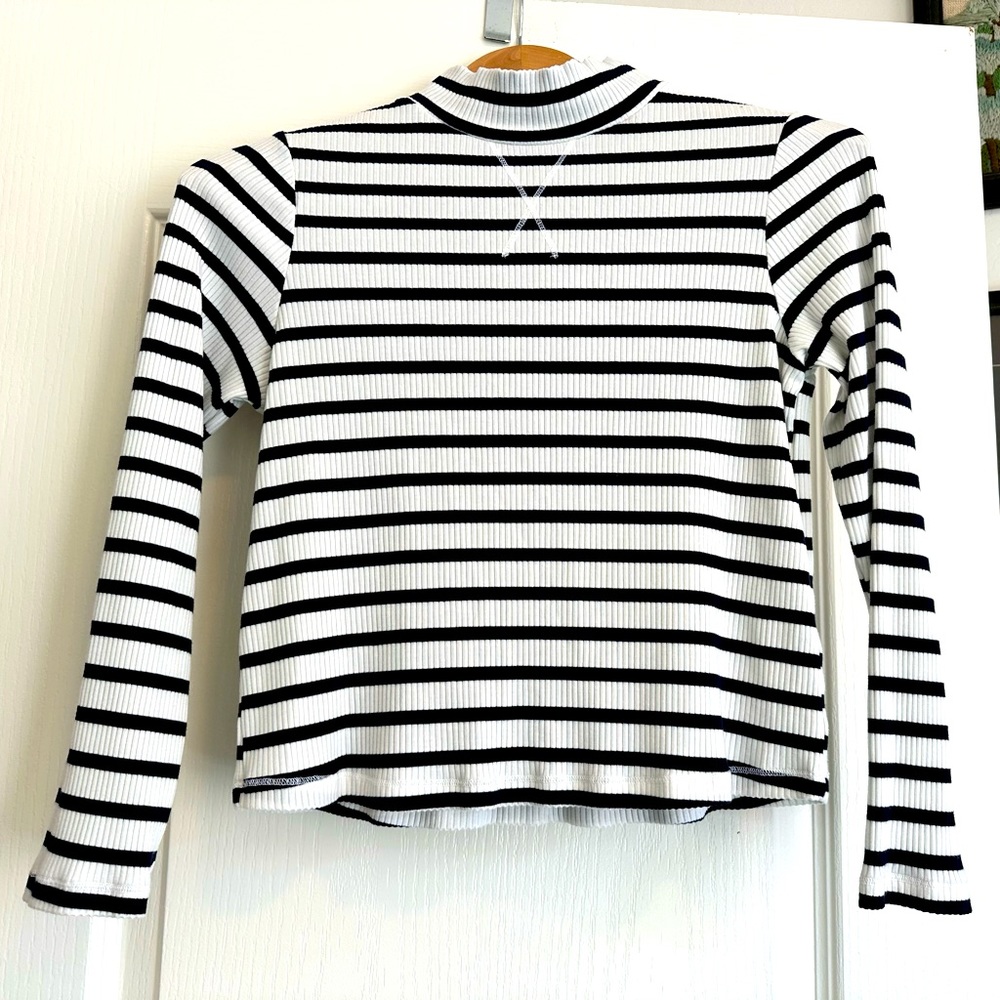 Christy Dawn Black and White Striped Long Sleeve Tee - Picture 2 of 9